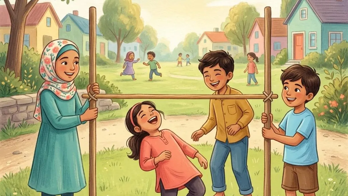 Kinderen die limbo spelen